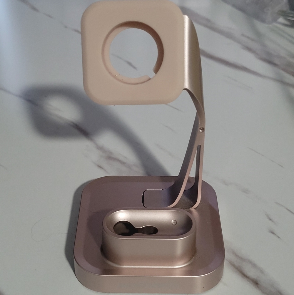 Bentoben 2 In 1 Apple Smart Watch Air Pods Charging Stand Rose Gold